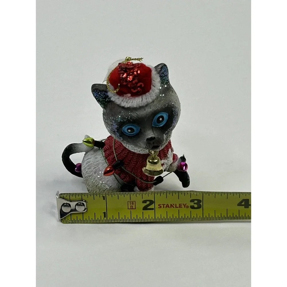 Pier 1 Imports Cat Christmas‎ Ornament Wearing A Santa Hat Multicolored NWT